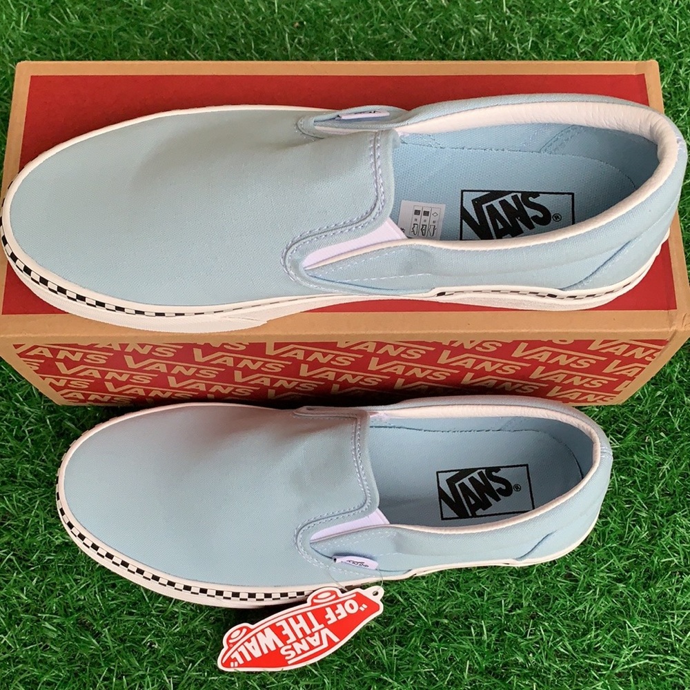 VANS CLASSIC SLIP-ON CHECK FOXING COOL BLUE WMNS - Picture 12 of 17